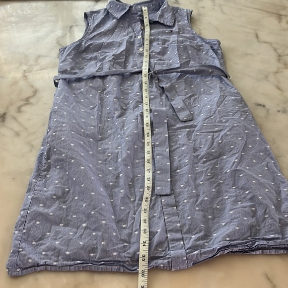 Tommy Hilfiger Classic Button Down Collared Sun Dress Sz 8 Blue Polka Dot White - Picture 9 of 12